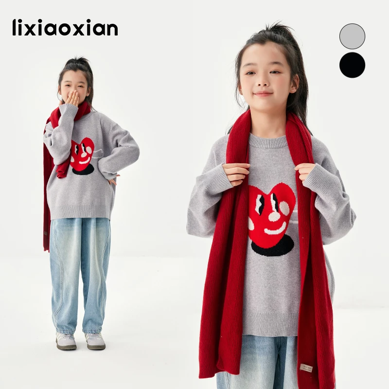 梨小闲女童春秋针织衫中大童苹苹安安柔软喜庆新年毛衣儿童