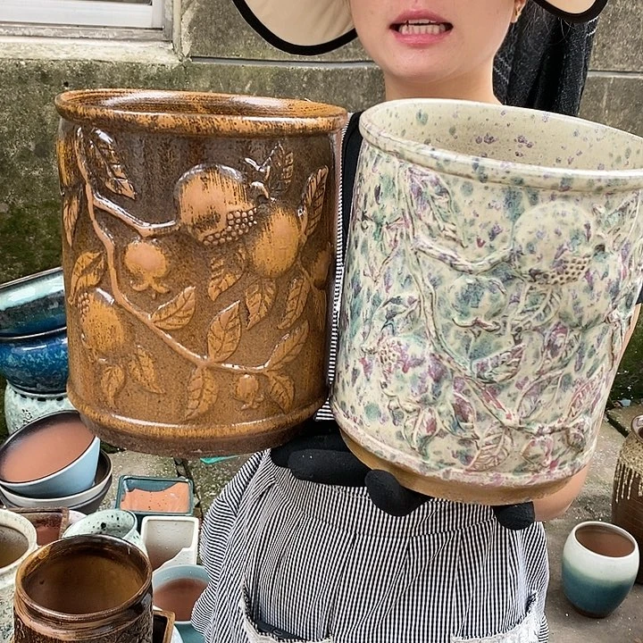 紫砂花盆正品口18高21