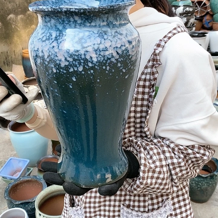 紫砂花盆瑕疵口17高30