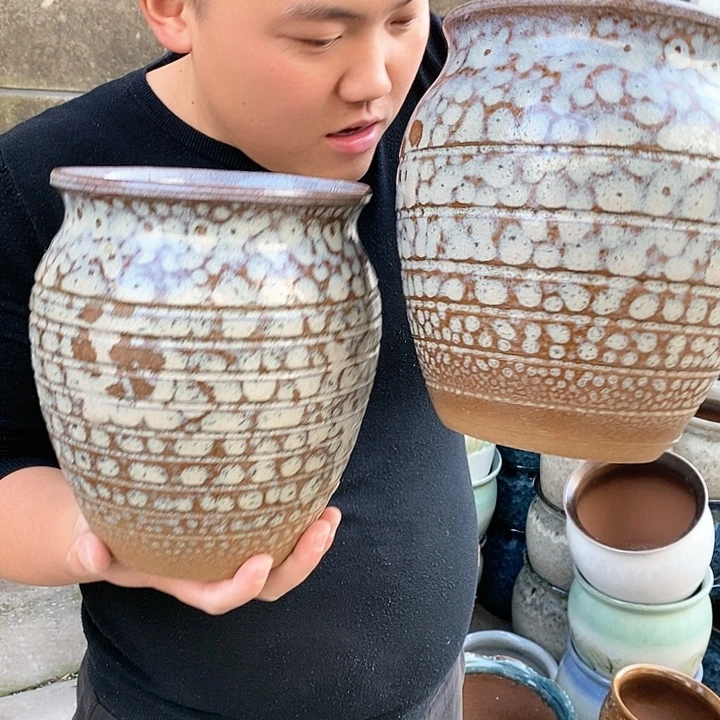 紫砂花盆瑕疵口17高22瑕疵