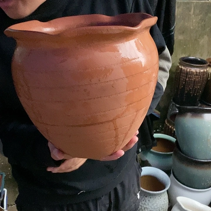 紫砂花盆瑕疵口25高23