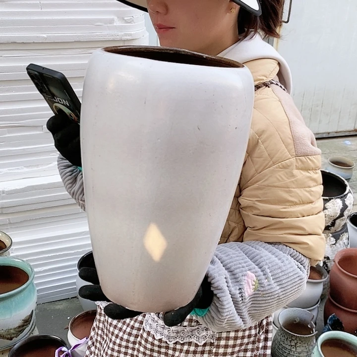 紫砂花盆瑕疵口17高32瑕疵
