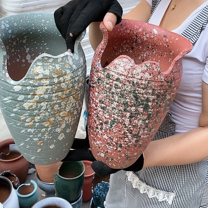 紫砂花盆瑕疵口15高25瑕疵