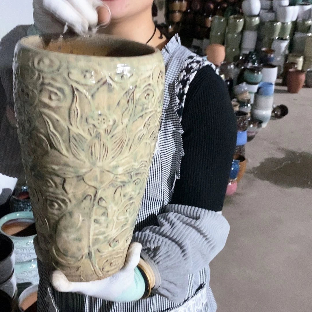 紫砂花盆瑕疵口15高28瑕疵