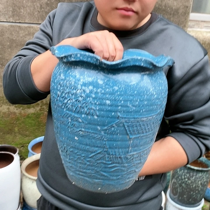 紫砂花盆瑕疵口24高27瑕疵