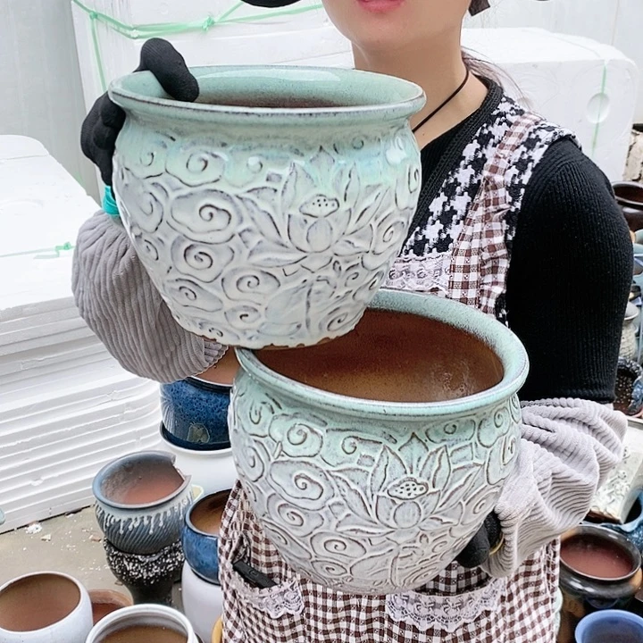 紫砂花盆瑕疵口20高16