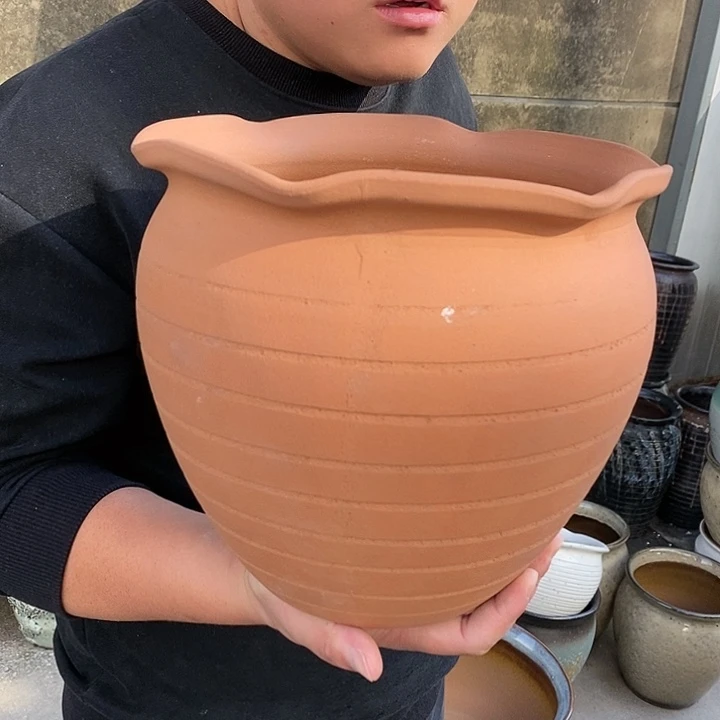 紫砂花盆瑕疵口25高23