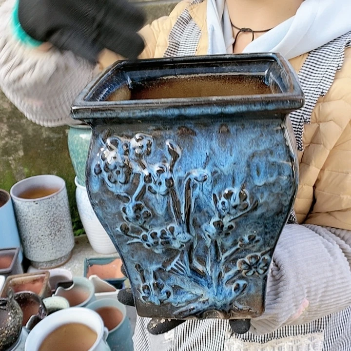 紫砂花盆瑕疵口20高24瑕疵