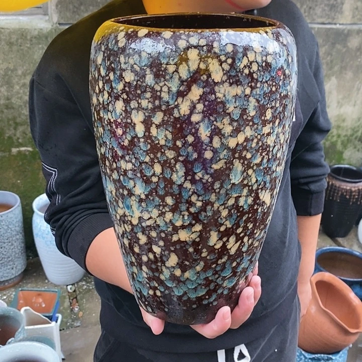 紫砂花盆瑕疵口17高32