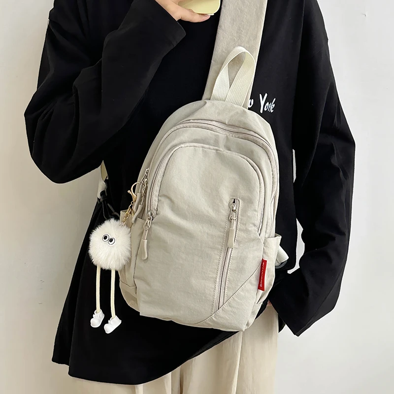 帆布胸包男款大容量潮牌挎包男士通勤骑行背包男简约日系斜挎包女