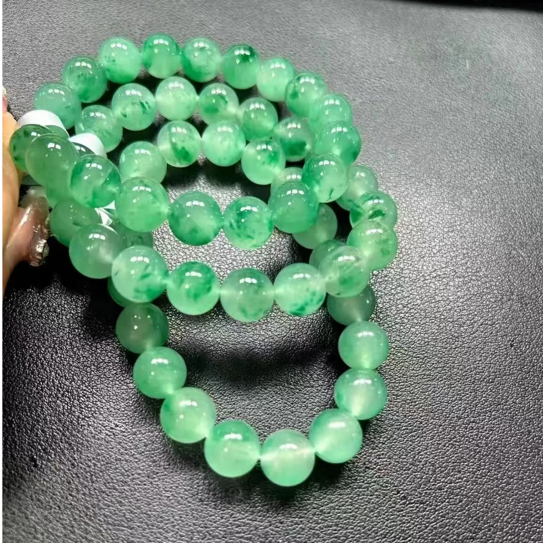 天热非洲翠高冰飘花10mm手串单圈冰绿多样性发其一-69国风时尚