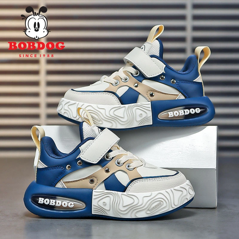 巴布豆男童鞋子2025春秋新款皮面防水耐磨百搭儿童运动鞋休闲软底