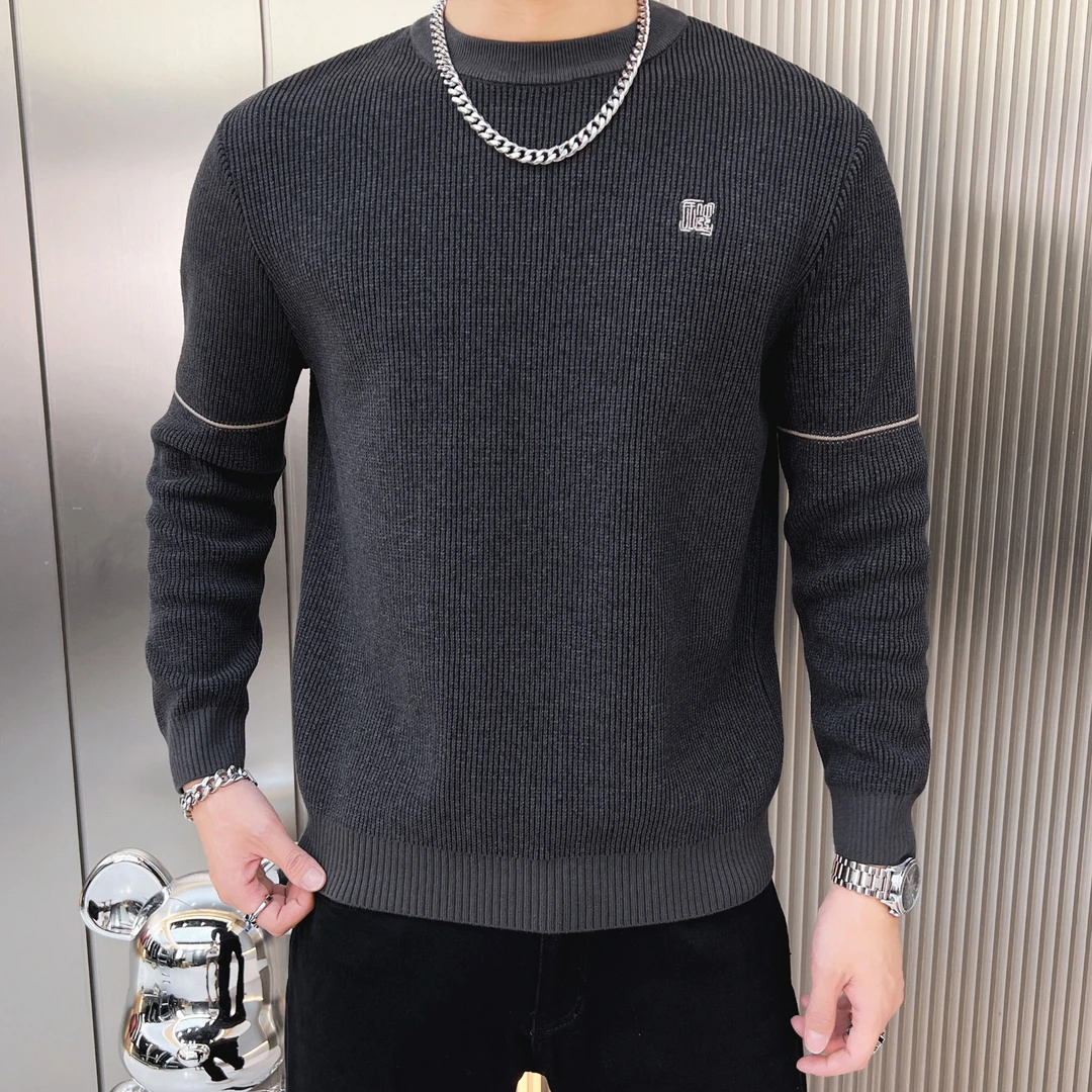 【7758】冬款男士加厚圆领毛衣男装保暖厚实不起球休闲时尚百搭冬季