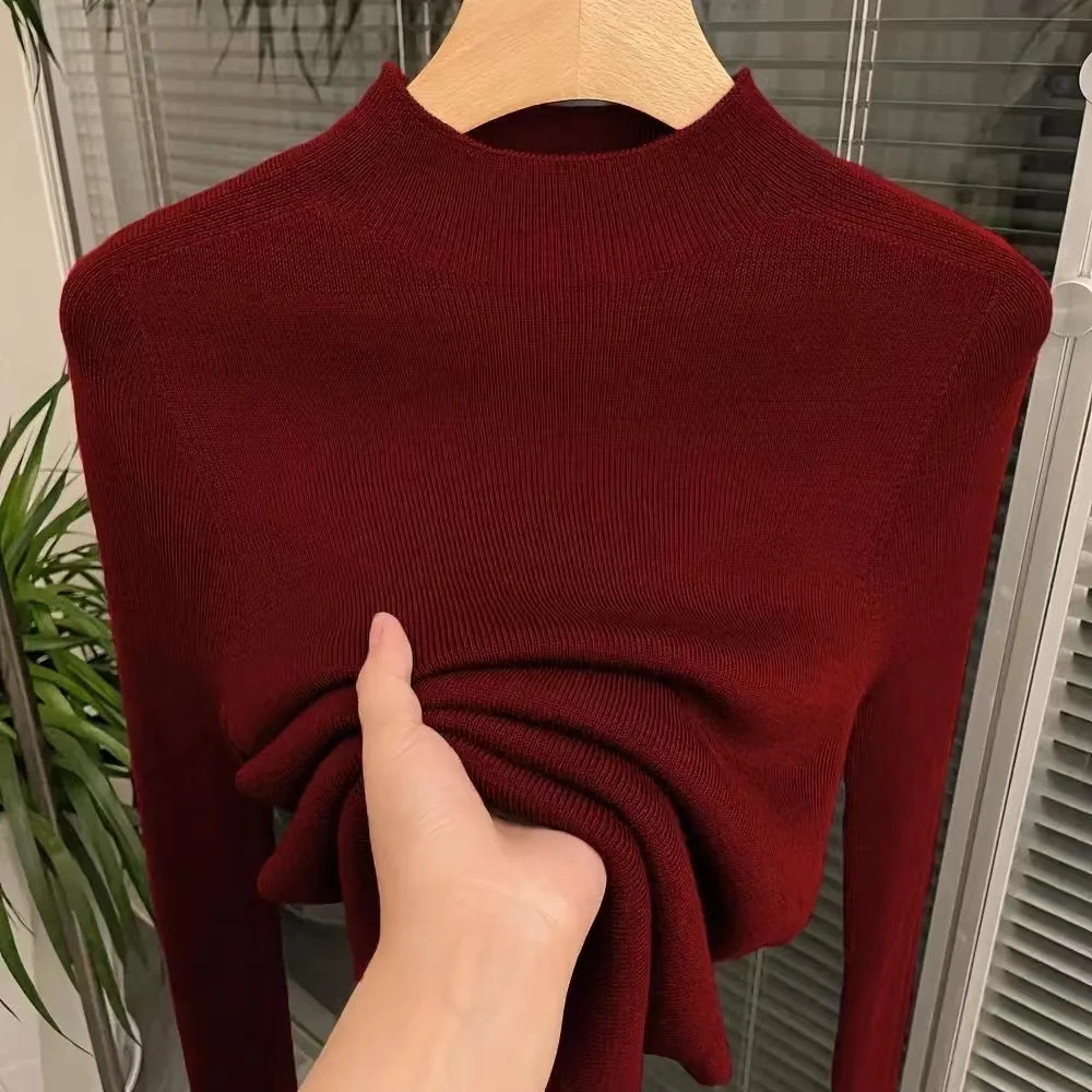 一线成衣一新年红精仿羊毛衫半高领时尚百搭扬子纱打底衫