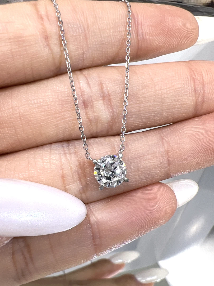实验室培育钻石RZ圆形18K四爪经典钻石项链