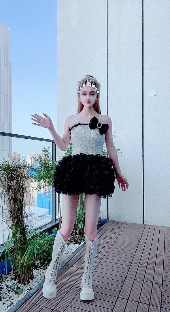 【面条家】抹茶蛋糕 收腰显瘦层层蛋糕连衣裙