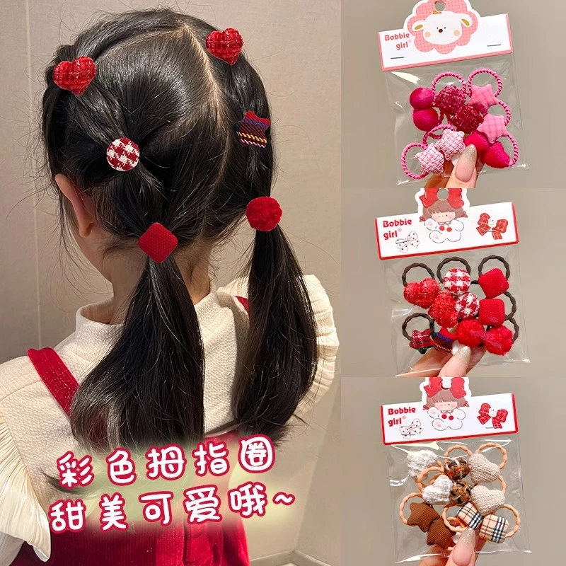 韩系女童高弹力马尾发绳宝宝可爱百搭款拇指发圈女孩子扎头发头绳