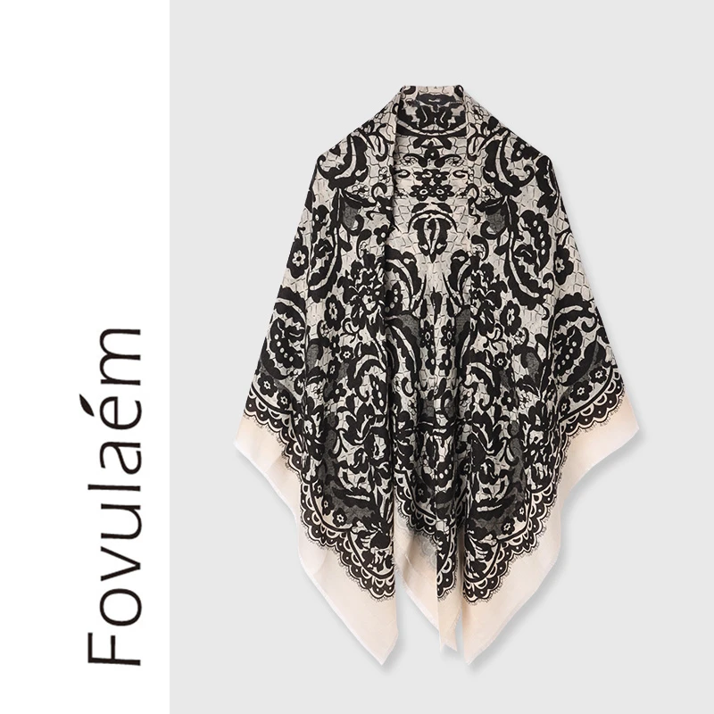 枫竺高端女装阿楠anan100山羊绒【秋冬围巾】气质披肩大方巾135*135