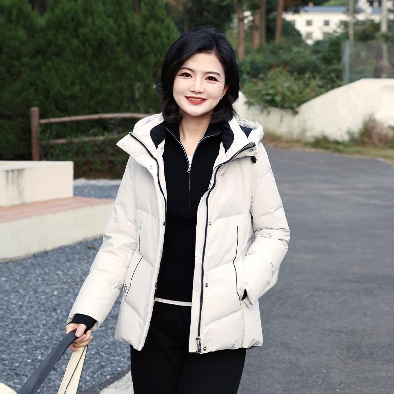 阿楠anan 凛冬恋歌 90白鸭绒立裁收腰一手长连帽羽绒服女冬季外套