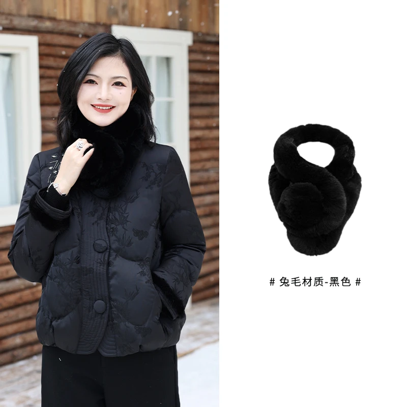 枫竺高端女装阿楠anan 兔毛秋冬短款保暖围脖女围巾64*14cm