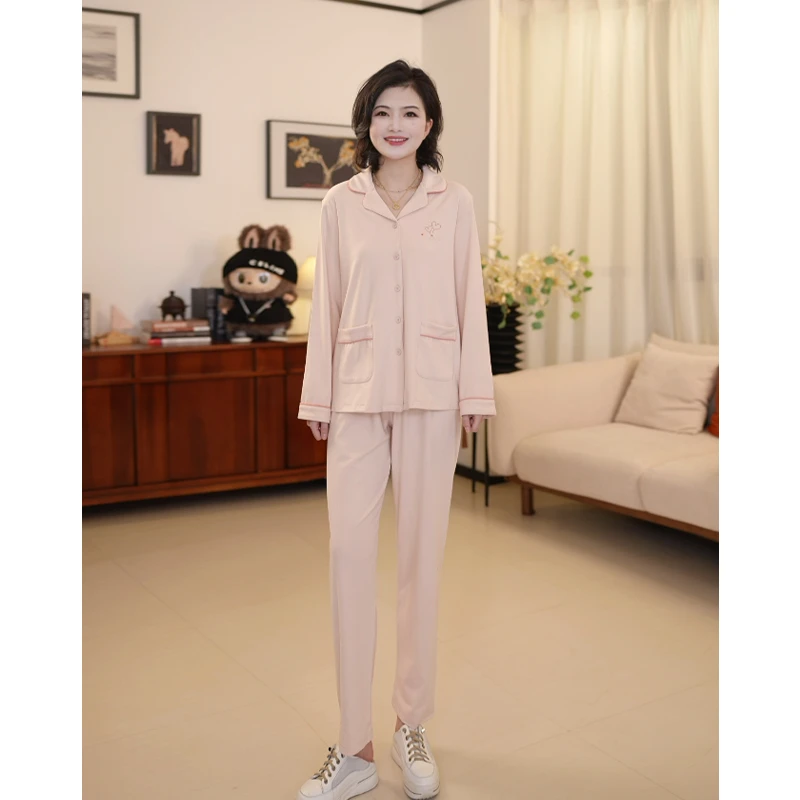 枫竺高端女装阿楠anan 秋冬季保暖睡衣女长袖西装领家居服套装女