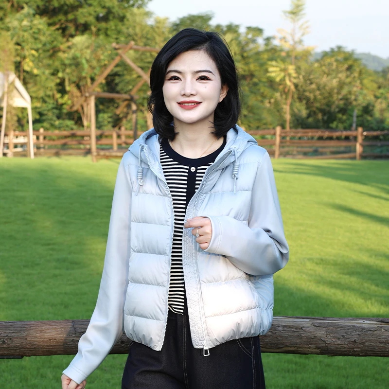 枫竺阿楠anan 悠绒漫步 90白鸭绒长袖拼接保暖面包服女冬季羽绒服