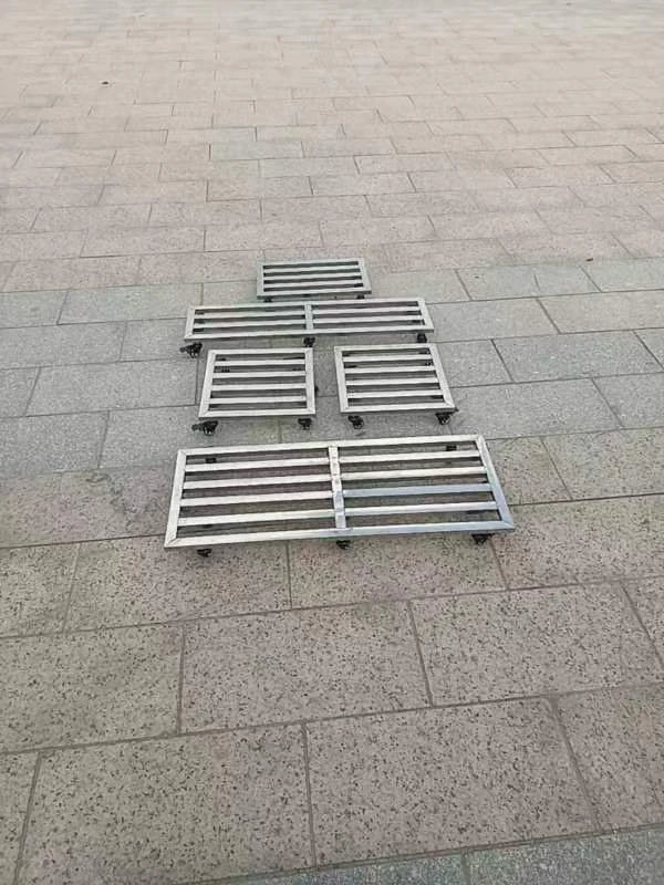 不锈钢长形花盆托盘带万向轮盆景可移动底座滚轮底座重物花盘托架