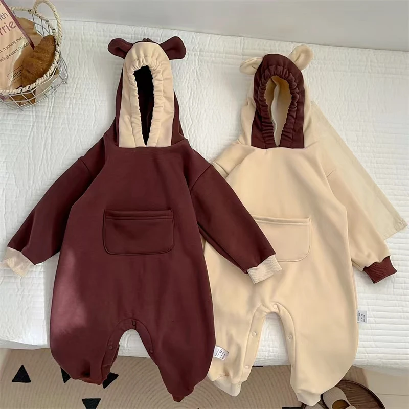 【清仓默认微瑕】冬季保暖洋气男女婴幼儿的秋冬装大口袋连体