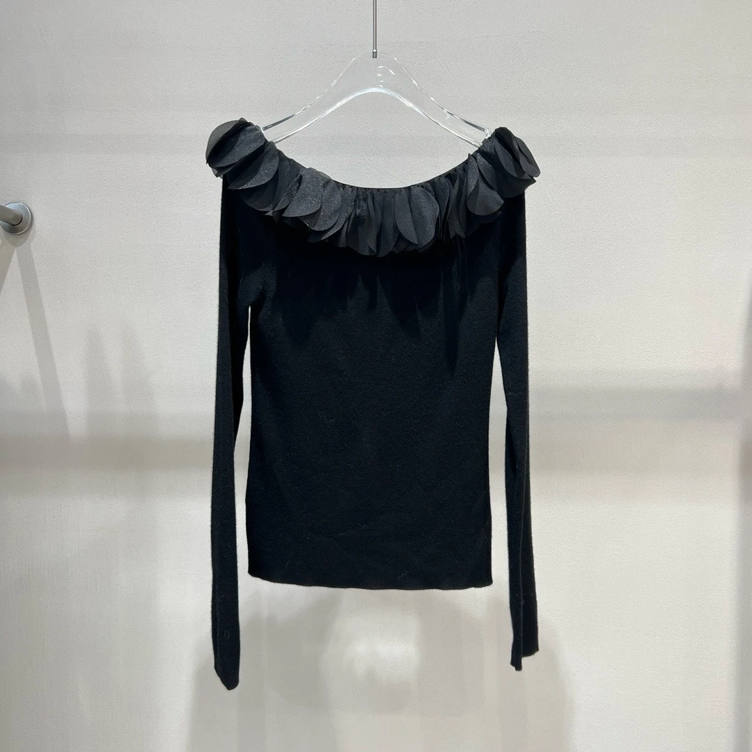 艾家24年冬季新款荷叶边毛衫针织套头8067