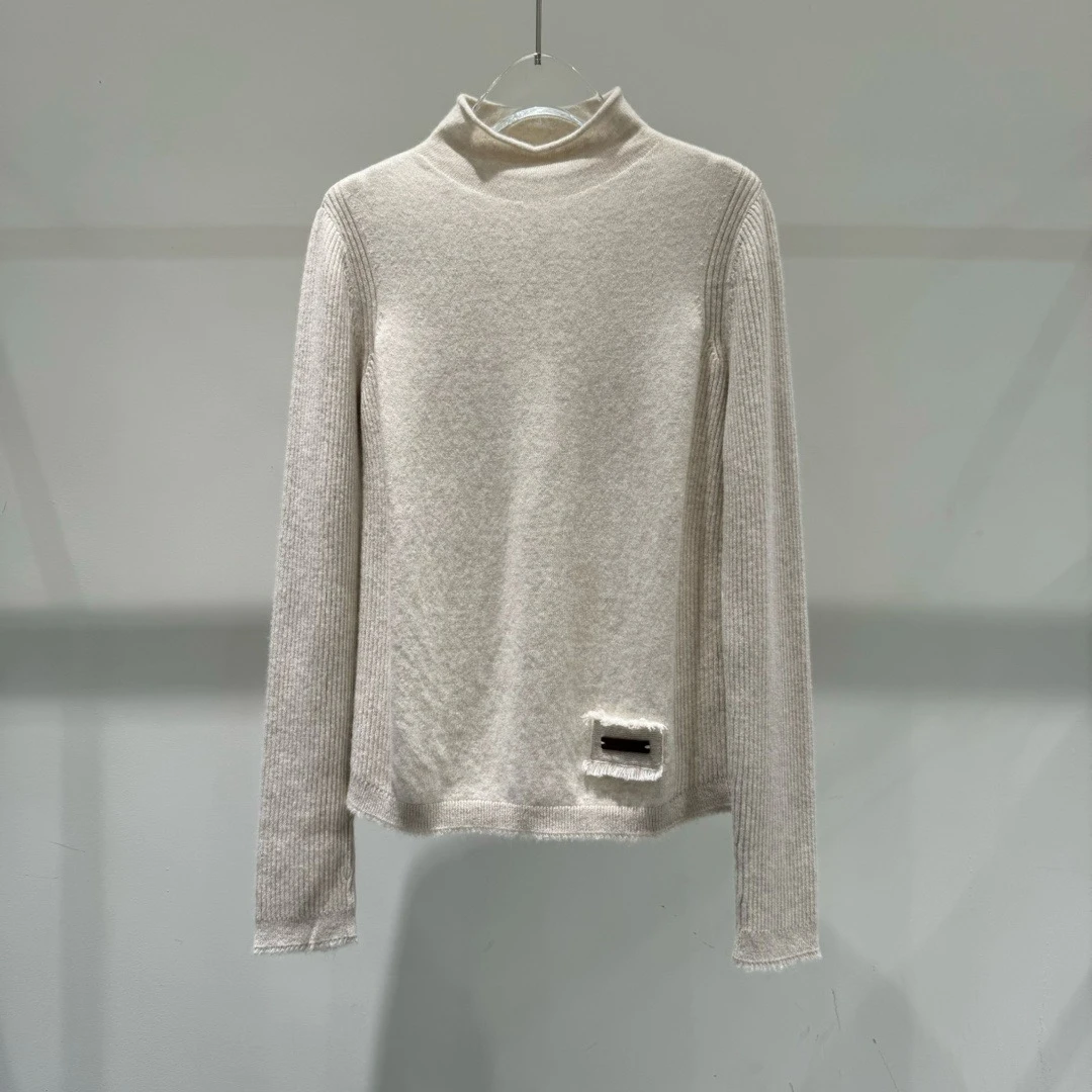 艾家冬款纯色半高领针织衫8082