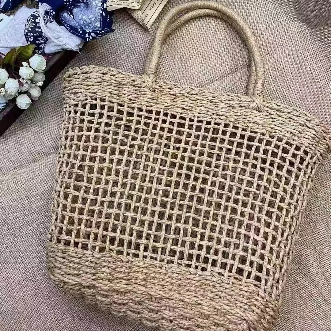 002新款镂空编织度假出游菜篮子个性草编包