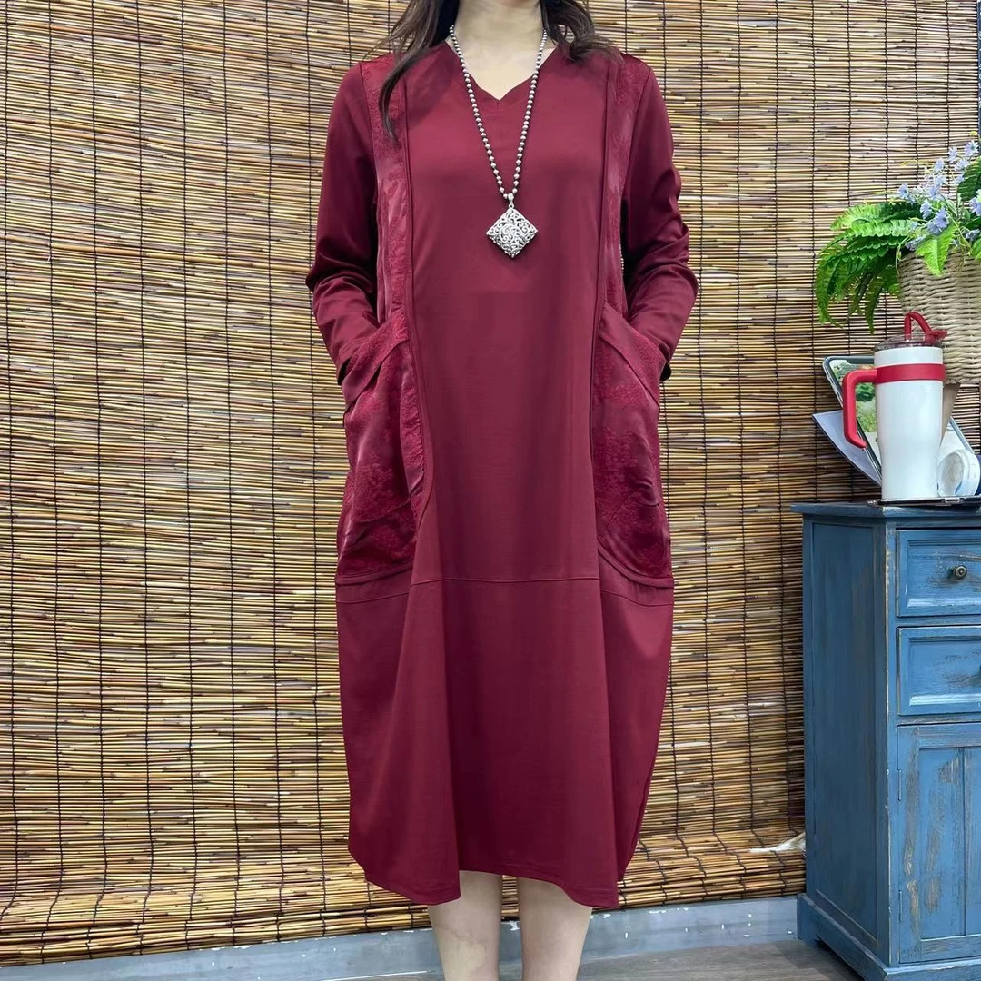 10017春秋新款时尚气质优雅显瘦减龄连衣裙