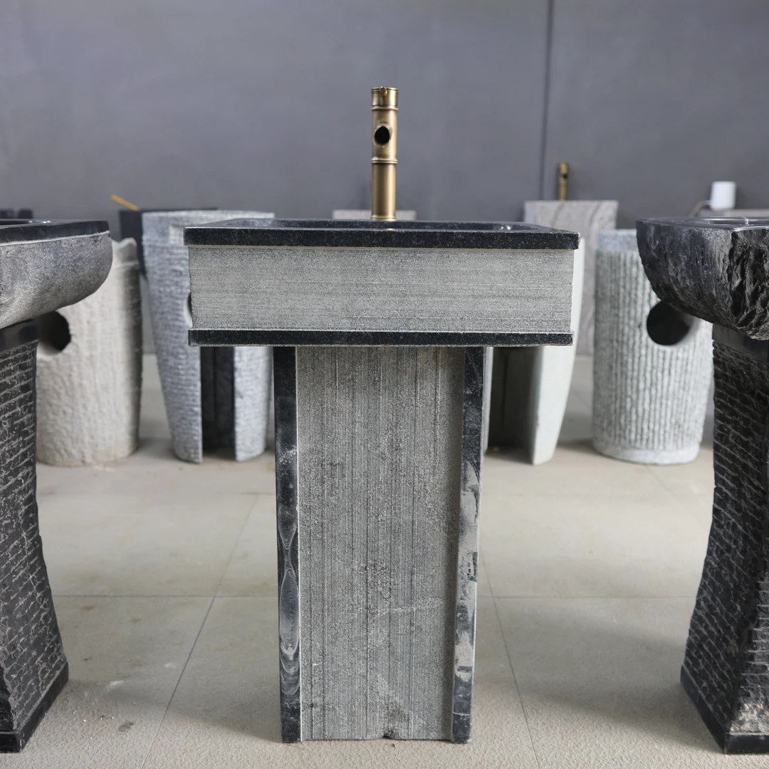 户外石头洗手盆天然大理石洗手台水池立柱盆庭院水池别墅室外水槽