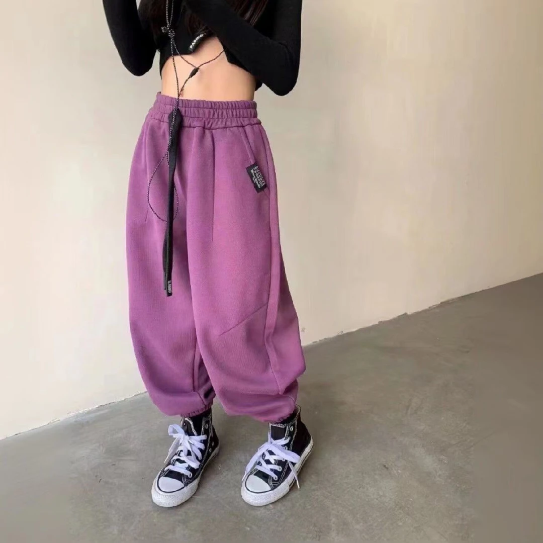 冬季中大童儿童暖冬裤子2023新款女孩宽松版休闲运动裤加绒厚款棉