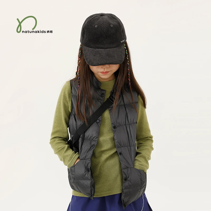 纳桔童装儿童全家亲子羽绒马甲男女童防泼水轻量小立领保暖羽绒服