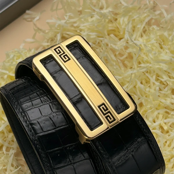 男士皮带鳄鱼皮平滑扣高档潮流腰带时尚休闲裤带高端商务简约