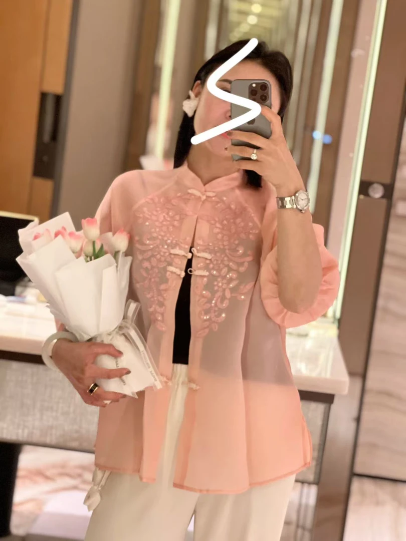 重工刺绣珂根缎开衫外套