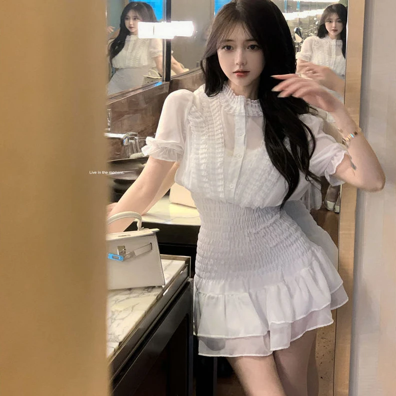 小个子收腰包臀短裙高级感女装夏时尚韩系法式带内搭修身连衣裙潮