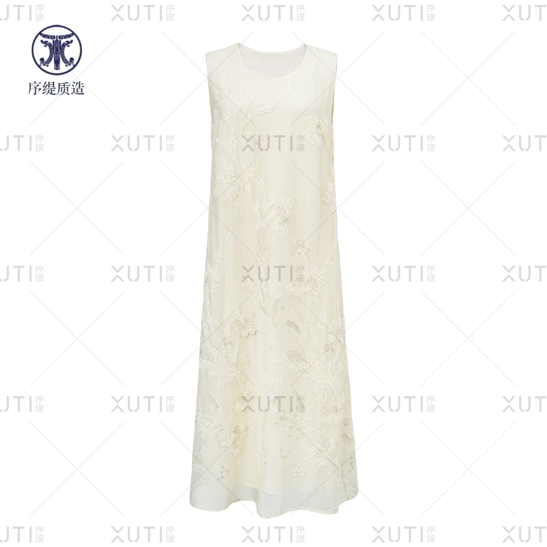 序缇春夏新款国风新中式女装桑蚕丝连衣裙S15-1083