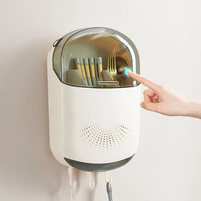 轻奢风筷子收纳盒家用筷桶沥水筷筒壁挂厨房置物架勺笼免打孔筷篓
