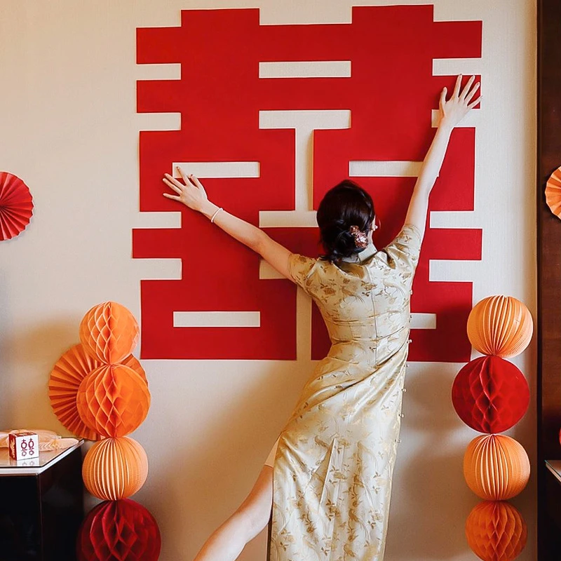 赛杉超大喜字结婚用品婚庆卧室门喜字贴婚礼囍字装饰婚房布置套装