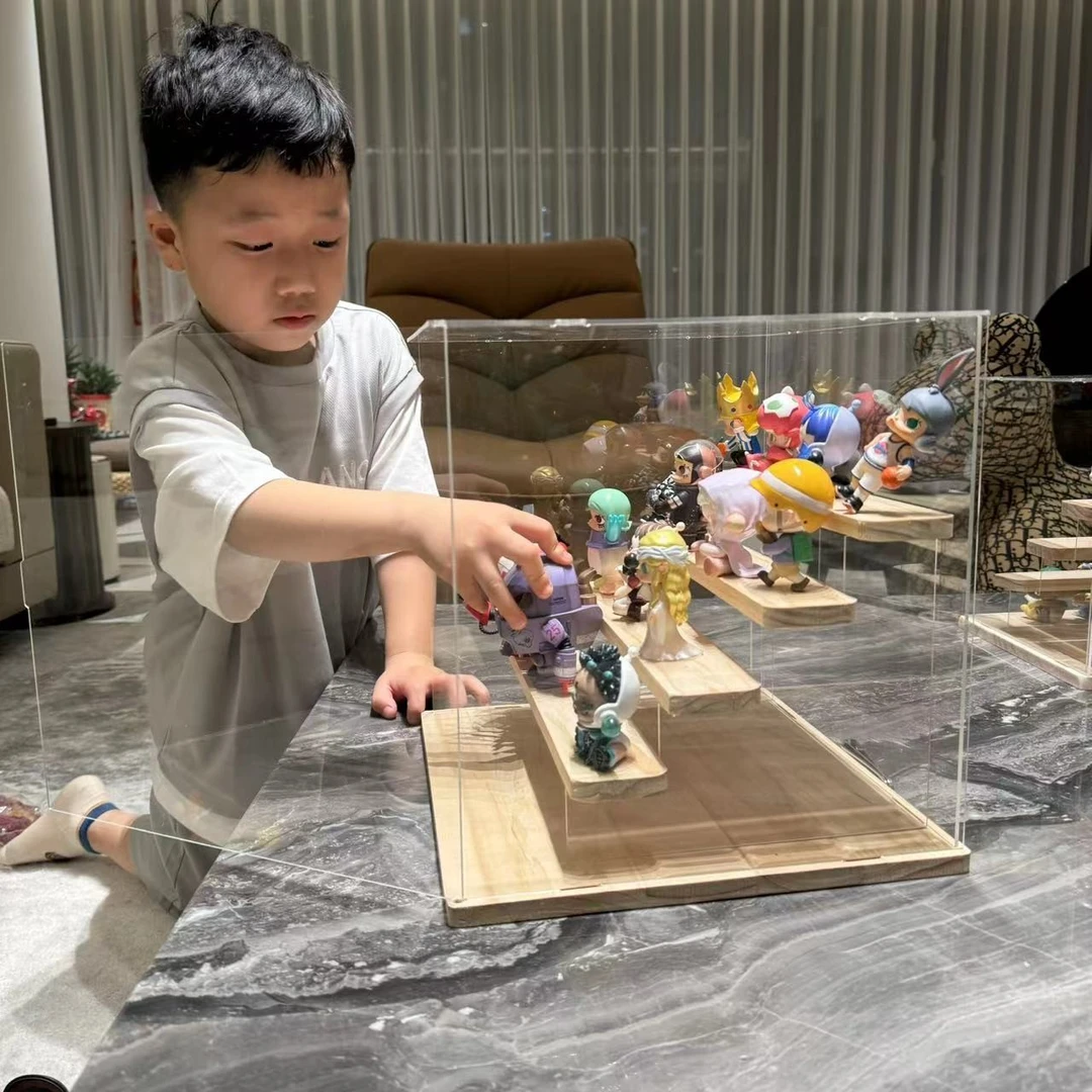 防尘阶梯透明展示盒架子收纳手办娃娃盲盒模型柜大容量收集展架