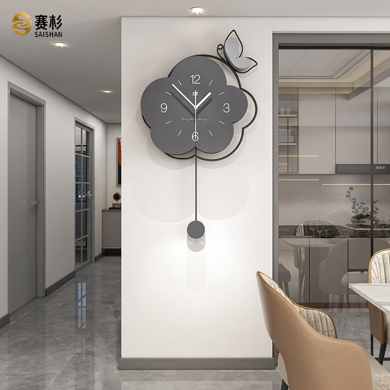 现代挂钟钟表客厅家居装饰时尚花朵创意餐厅玄关高级感挂墙时钟