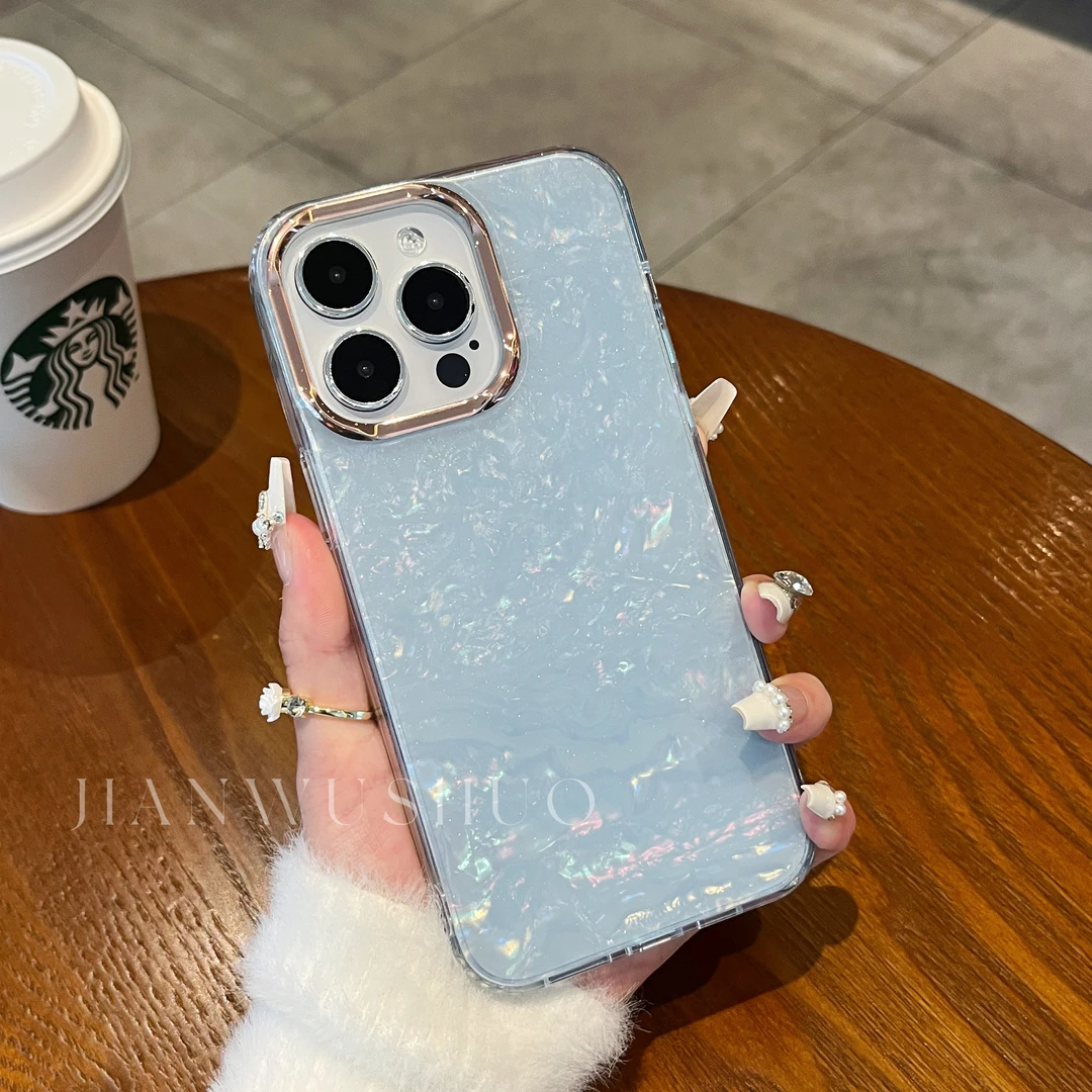 简物说【适用苹果】贝壳纹星空闪粉手机壳iphone14promax/13/12/11