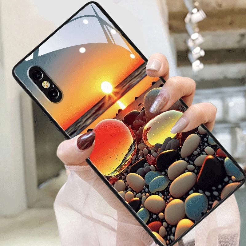 苹果14iPhone13华为VIVO小米OPPO荣耀红米镜面沙滩壁纸防摔手机壳