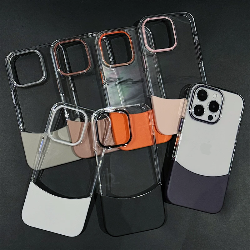 苹果15手机壳拼接撞色13promax可拆卸12透明轻奢14防摔高级保护套