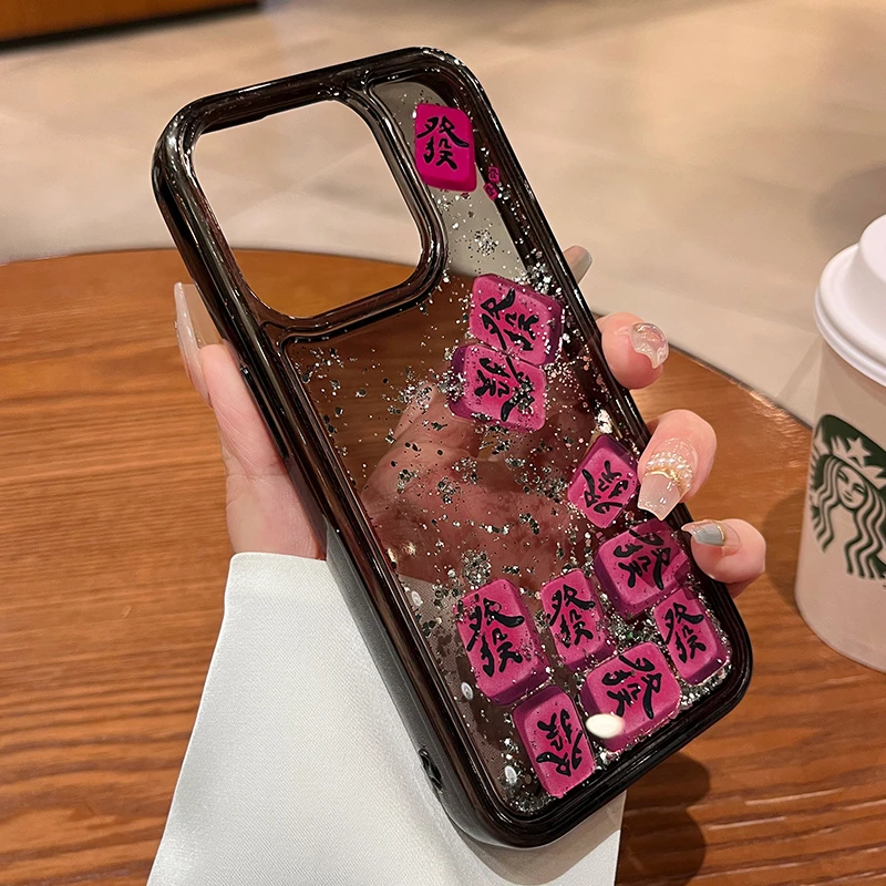 适用于苹果16手机壳iPhone14發字流沙15高级感闪粉13promax硬壳12