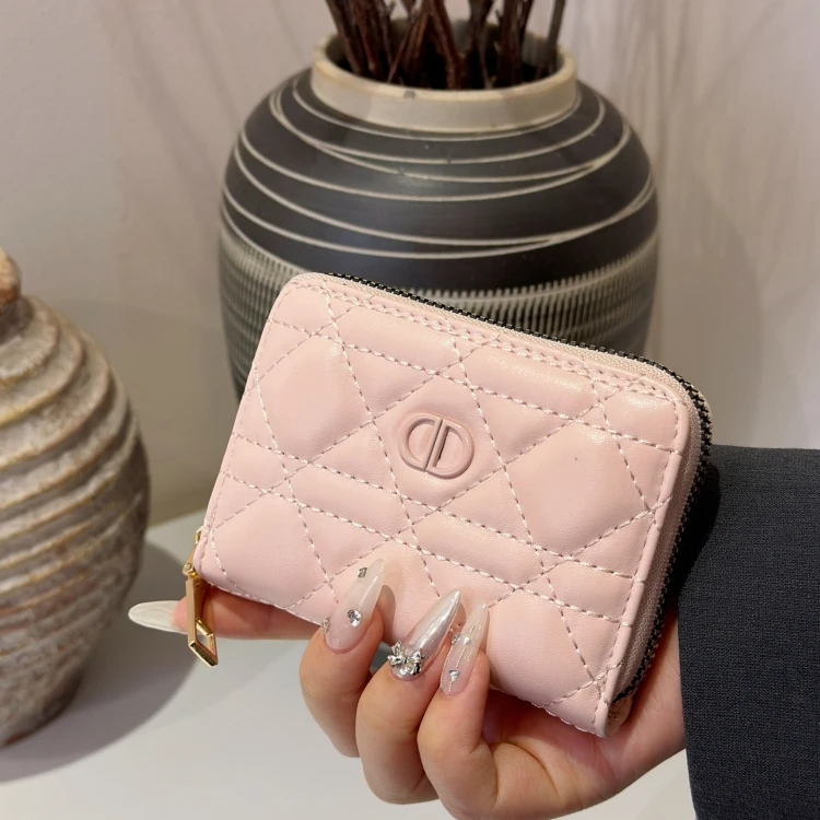 小众设计防消磁卡包女菱格拉链款多卡位精致高档小巧风琴式卡夹套