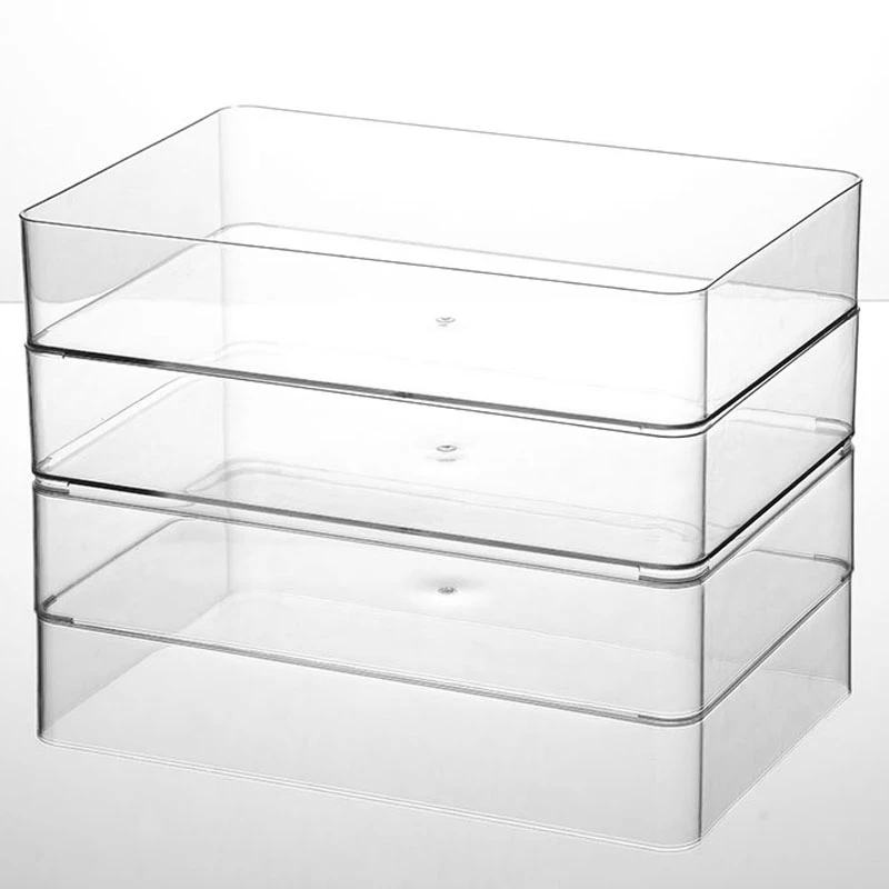 桌面收纳盒透明亚克力长方形大号方盘托盘厨房化妆品面膜工位篮筐