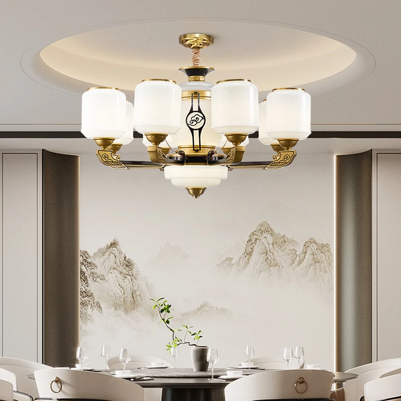 锌合金粗臂新中式中空吊灯客餐厅主灯简约大吊灯工厂直销简约吊灯